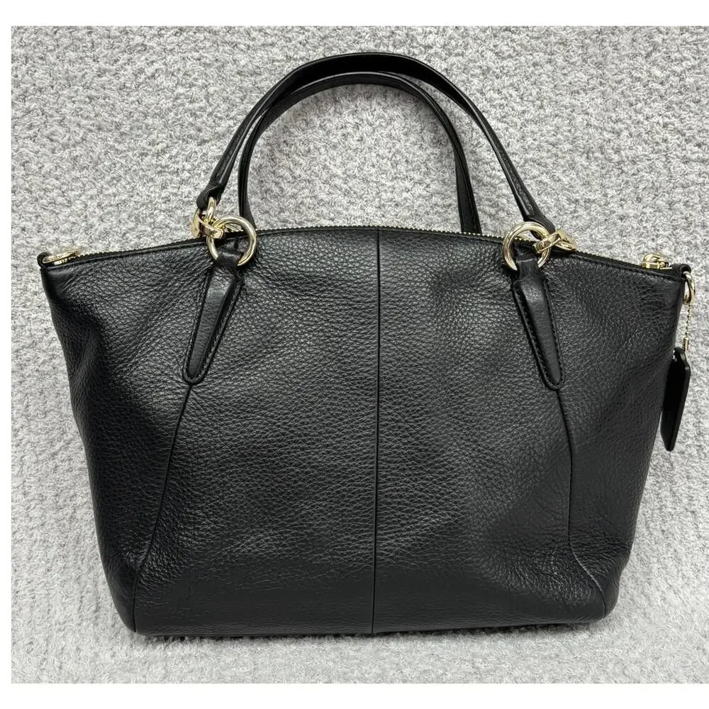 Coach Kelsey Black Pebbled Leather Satchel Purse F36675 #76923